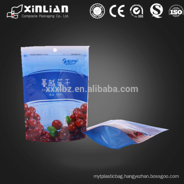 best price for stand up plastic food packaging for dried fruit with clear window